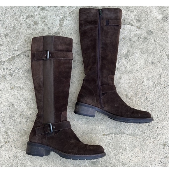 Aquatalia Women's Brown Suede Buckle Riding Boots Size 9 - Picture 6 of 11